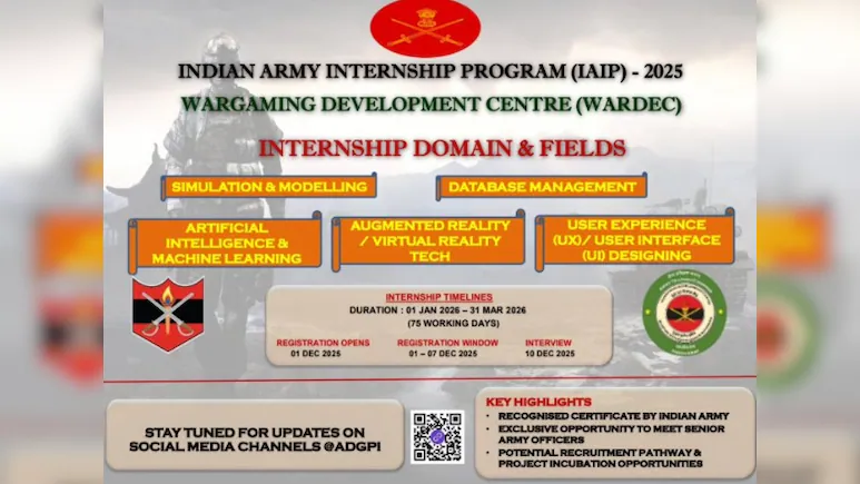 psoter of Indian Army Internship Program (IAIP) announcement